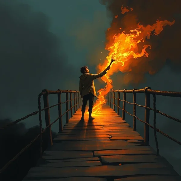 صورة لجسر يحترق بعنوان: فهم التعبير الاصطلاحي Burn Bridges